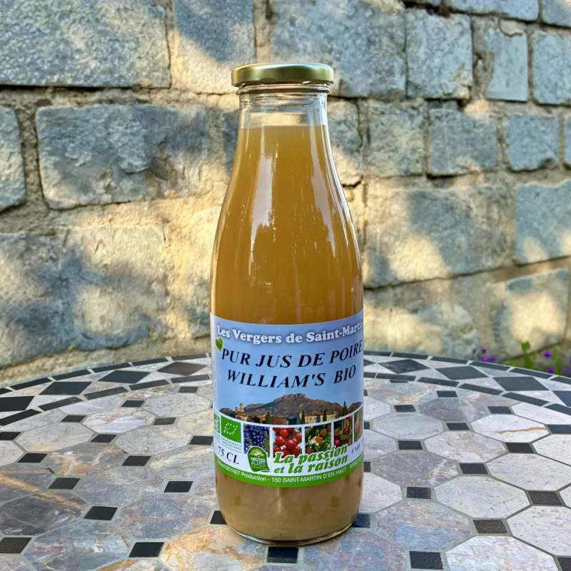 Bouteille en verre de jus de poire William's bio 