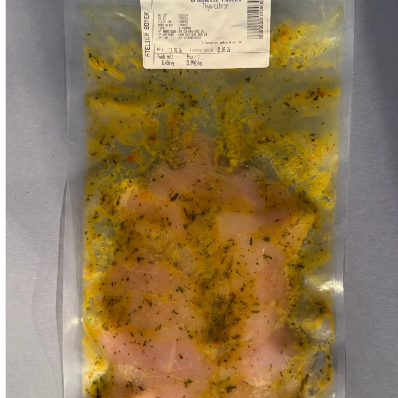 Brochette de poulet thym-citron